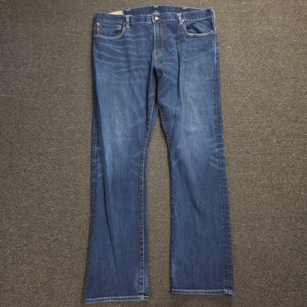 Polo Ralph Lauren Varick Slim Straight Jeans Mens 38x32 Blue Denim RL Logo Pants